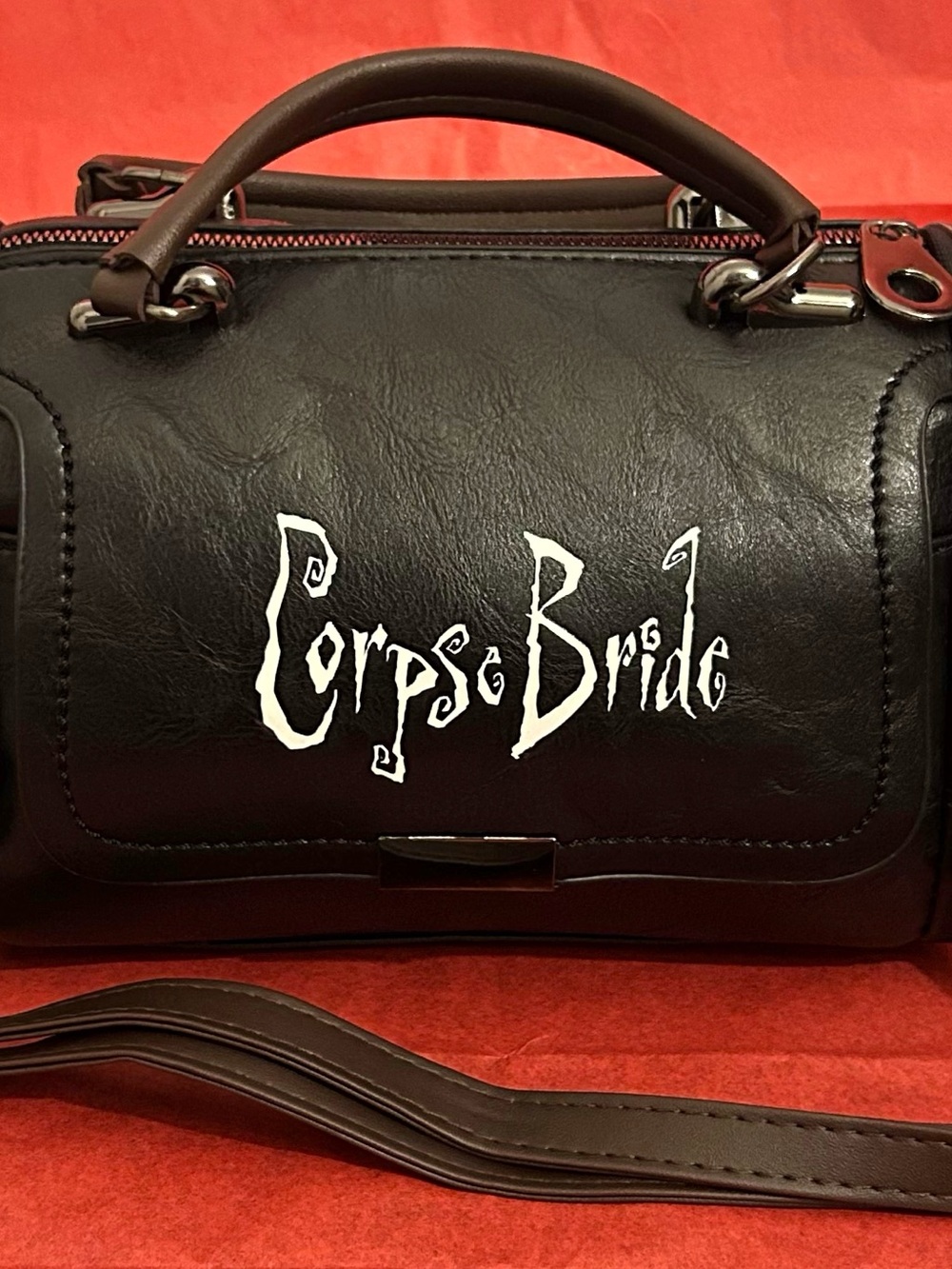 Corpse Bride Purse Bag Leather Black 10.5”x7”Movie Halloween NEW Tim Burton